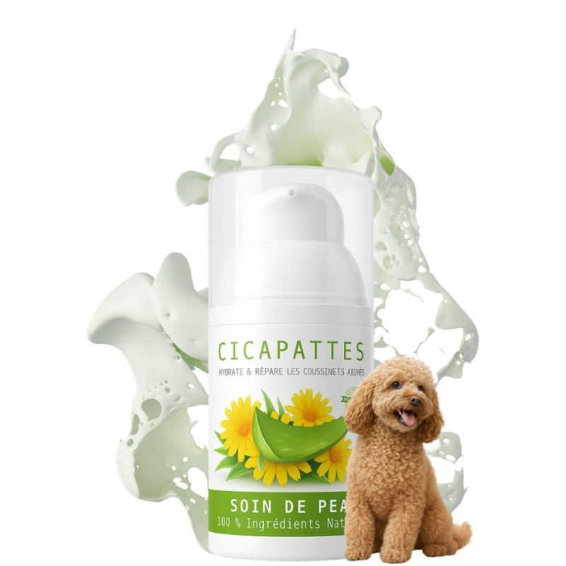 Gel naturel CicaPattes NaturoNao pour l'hydratation, la fraîcheur et le confort des coussinets après la promenade.