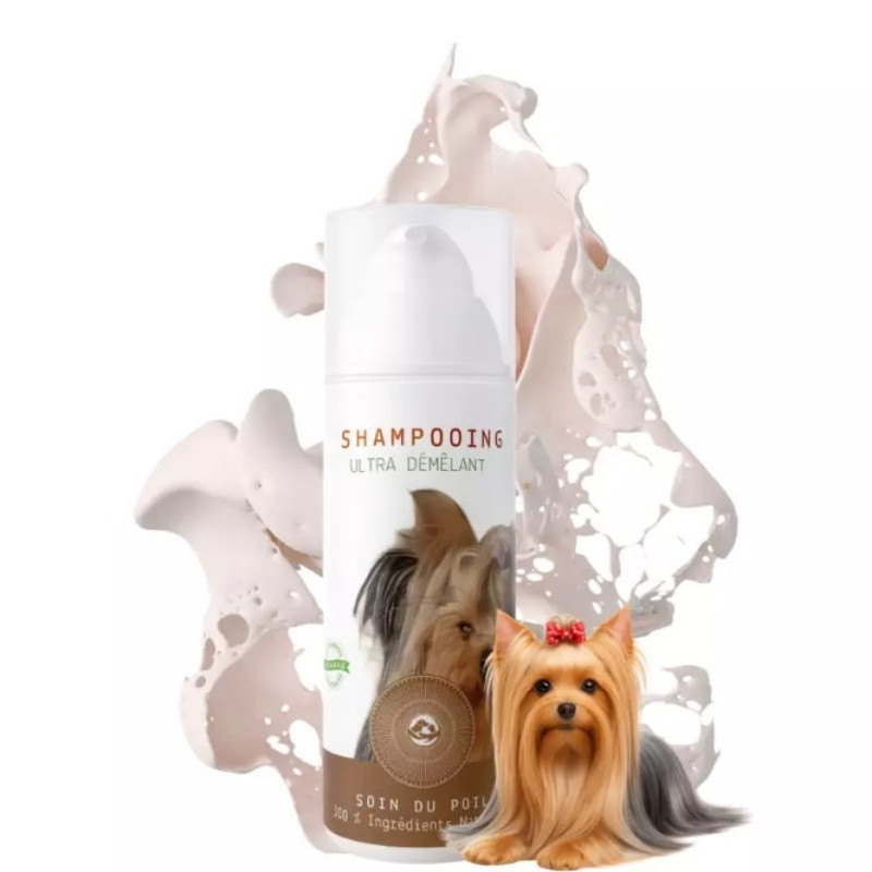 Shampooing artisanal ULTRA DÉNOU NaturoNao, idéal pour l'entretien et la souplesse des pelages denses ou sujets aux nœuds.