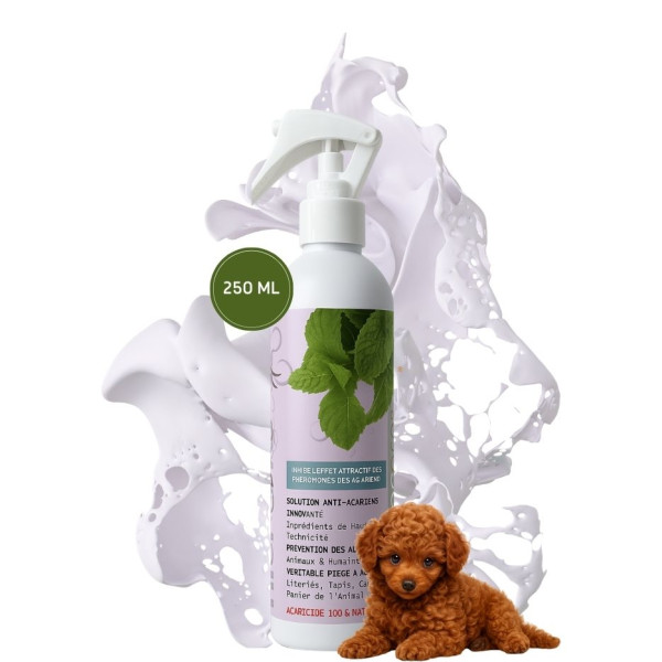 Brume d'environnement naturelle ACALERG™ NaturoNao 250 ml, pour purifier les textiles et les paniers des animaux.
