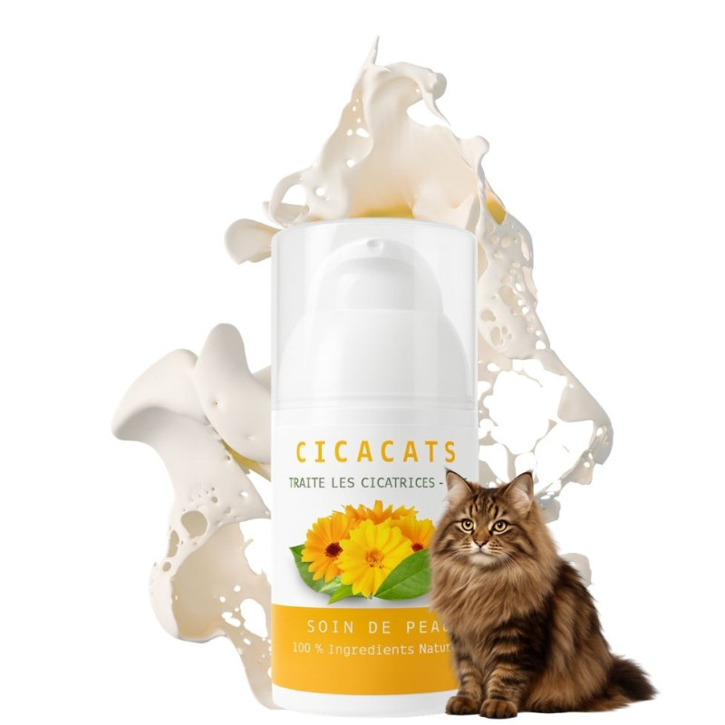 Baume naturel protecteur CICACATS™ NaturoNao 30 ml, formulé sans huiles essentielles pour l'apaisement de la peau du chat.